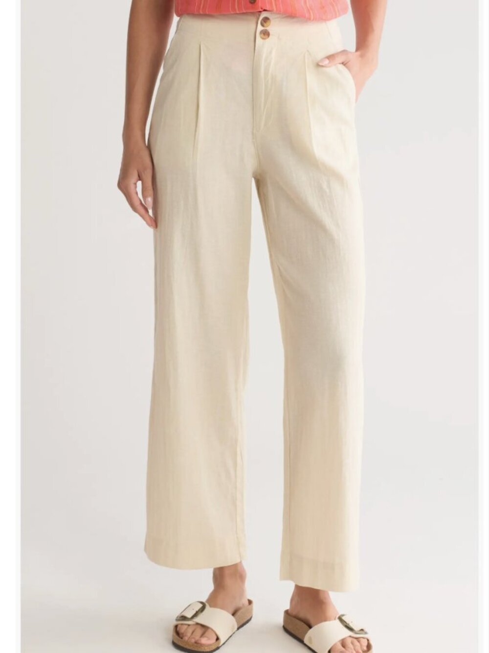 Marine Layer Hemp Tencel Juni High Waist Wide Leg Trouser Natural 14 NWT